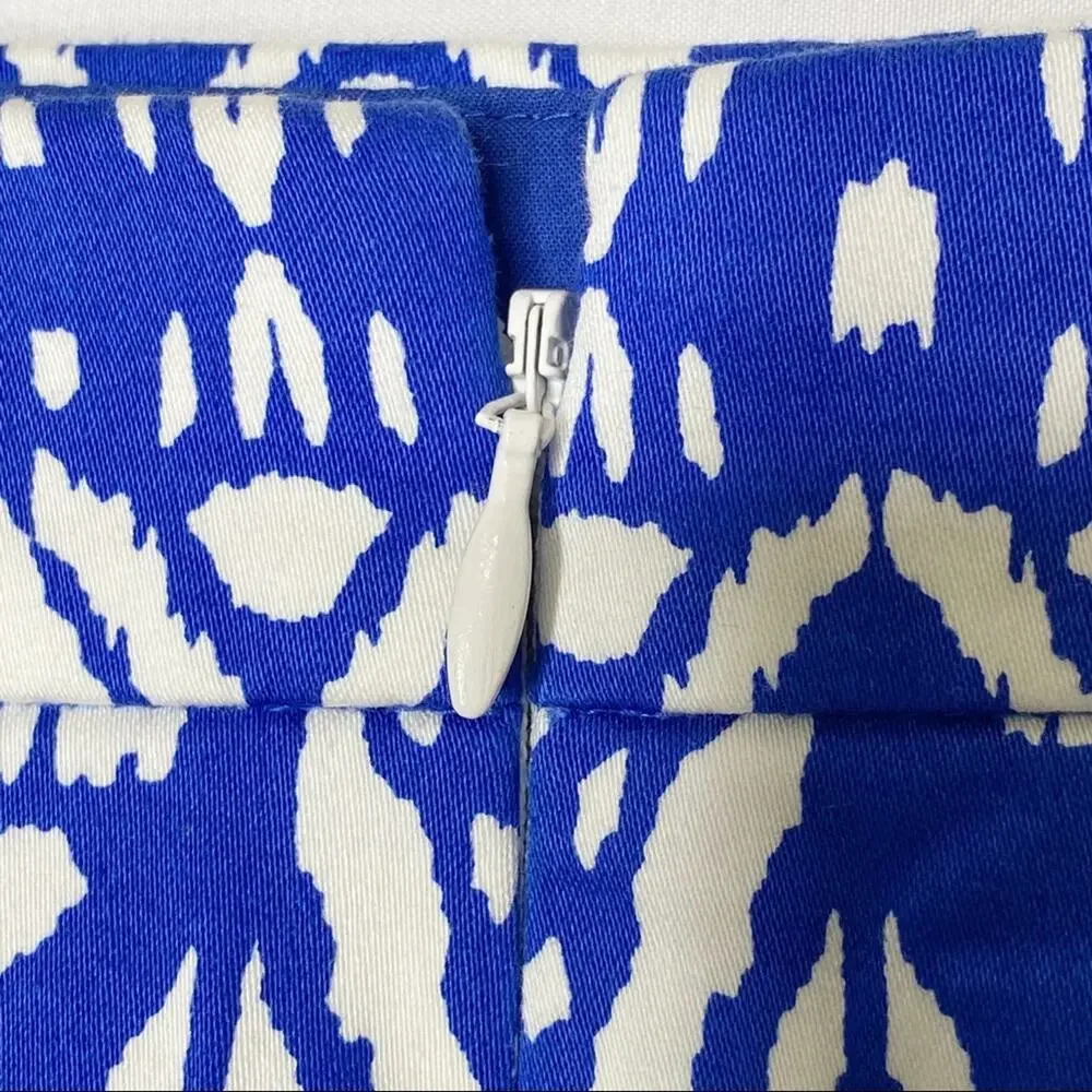 J. Crew Blue White Ikat Geometric The Pencil Skirt 4 - Picture 5 of 5